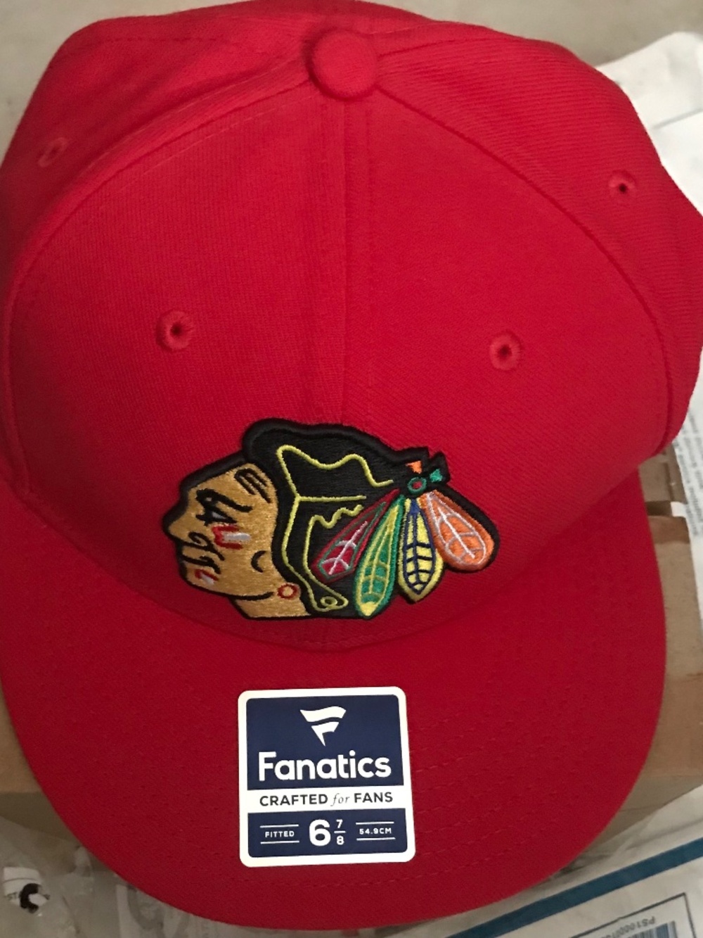 Men's Chicago Blackhawks Fanatics Red Core Primary Logo Fitted Hat Sz 6 7/8